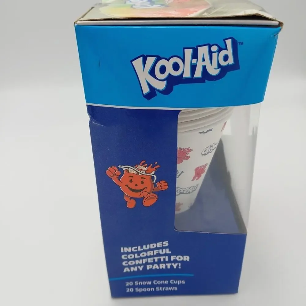1‎ Kool-Aid Snow Cone Party Kit. 20 Cups & 20 Spoon Straws & Confetti